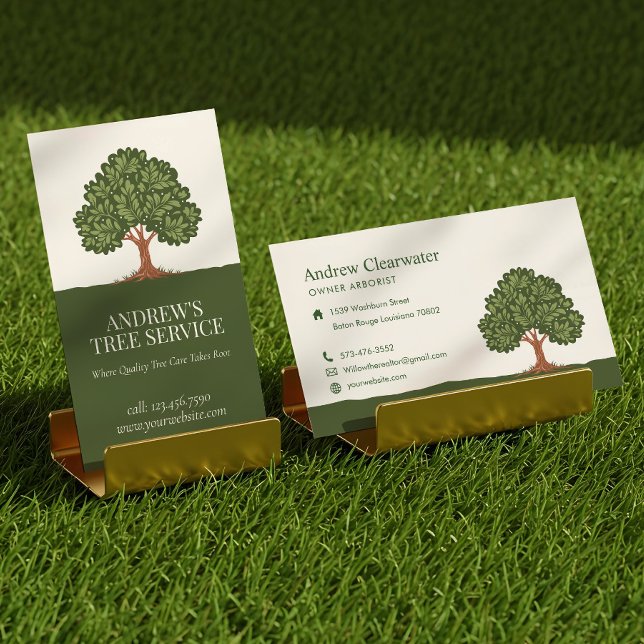 Cartão De Visita Arboristas de paisagismo para arboristas de aparta (Elegant Oak Tree Lawn Care Landscaping Arborists Business Card)