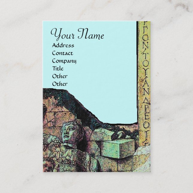 Cartão De Visita ARCHEO/Antiquário,Monograma de Arqueologia,Azul Te (Frente)