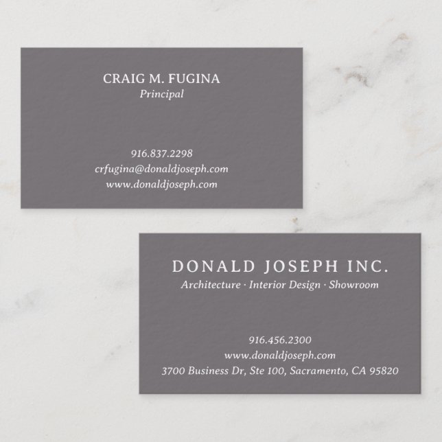 Cartão De Visita Architect Firm Business Card in Fossil Gray (Frente/Verso)
