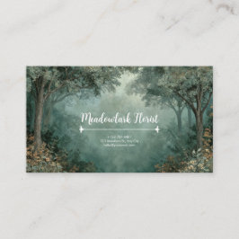 Cartão De Visita Arco da Floresta Nebulosa Musgo Verde Rústico