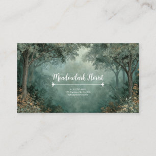 Cartão De Visita Arco da Floresta Nebulosa Musgo Verde Rústico
