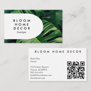 Cartão De Visita Arco de código QR para fotografia Folha Monstera Ú