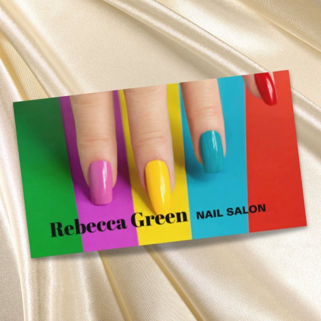 Cartão De Visita Arco-íris maquiagem manicure unhas salão (Rainbow beauty makeup manicure nails nail salon business card)
