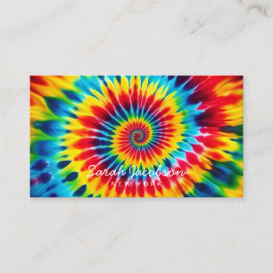 Cartão De Visita Arco-Íris Psicodélico Retro Tie-Dye
