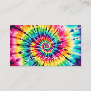Cartão De Visita Arco-íris Psicodélico Retro Tie-Dye