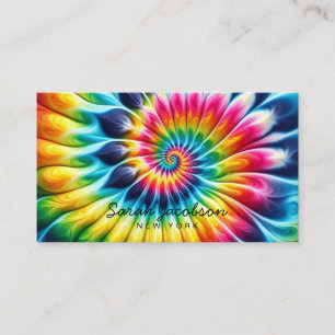 Cartão De Visita Arco-íris Psicodélico Retro Tie-Dye