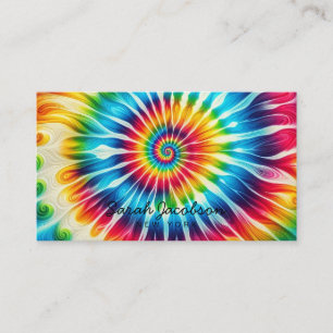 Cartão De Visita Arco-íris Psicodélico Retro Tie-Dye