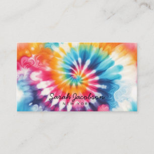 Cartão De Visita Arco-íris Psicodélico Retro Tie-Dye