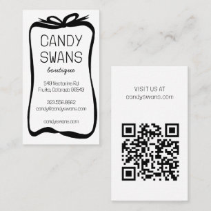 Cartão De Visita Arcos de Fita Preta Código QR Personalizado Doce G
