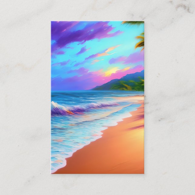 Cartão De Visita Areia Desercida de Praia Onda Sunny (Frente)