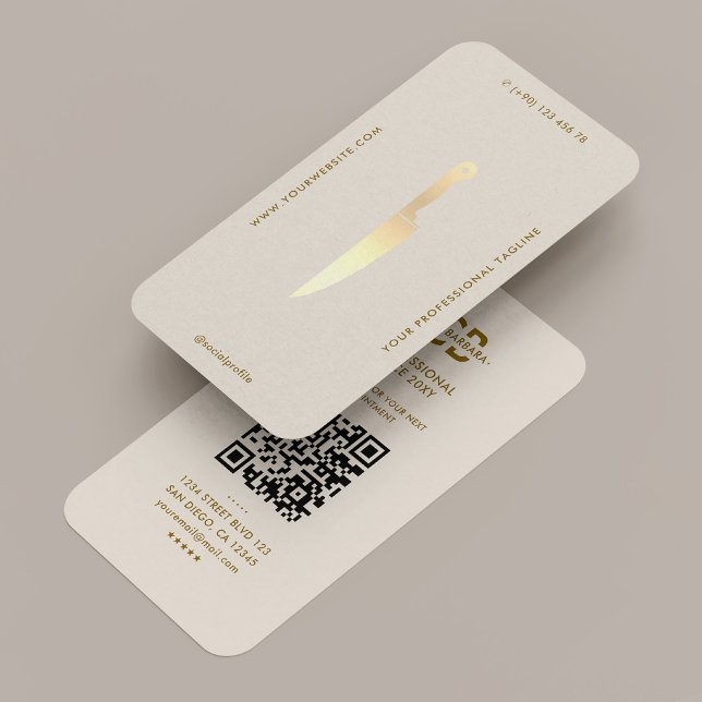 Cartão De Visita Areia mínima de faca profissional de chef (Minimal Professional Chef Knife Sand Business Card
)