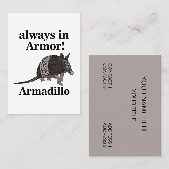 Cartão De Visita Armadillo Animal Funny  (Frente/Verso)