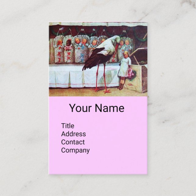 CARTÃO DE VISITA ARMAZENAR COM BEBÊS, PINK LILAC BABY NURSERY (Frente)