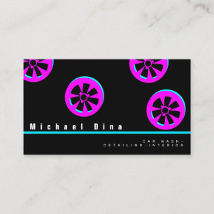 Cartão De Visita Aro de Carro Neon Rosa Preto