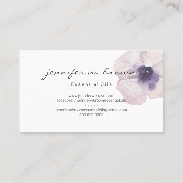 Cartão De Visita Aromatherafia dos óleos essenciais com aquarelas (Verso)