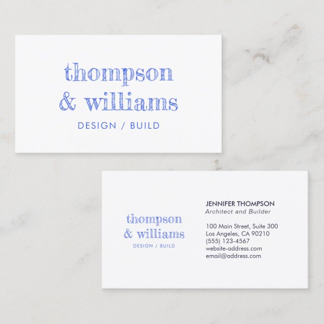 Cartão De Visita Arquiteto Blue White Professional (Frente/Verso)