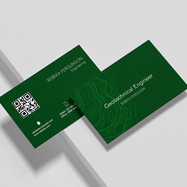 Cartão De Visita Arquiteto Construtor Contratante Dark Green Código (Architect Building Contractor Dark Green Qr Code Business Card)