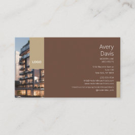 Cartão De Visita Arquiteto Contemporâneo com Foto de Edifício e Log