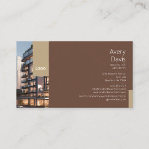 Cartão De Visita Arquiteto Contemporâneo com Foto de Edifício e Log