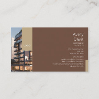 Cartão De Visita Arquiteto Contemporâneo com Foto de Edifício e Log
