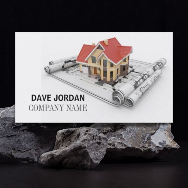 Cartão De Visita Arquiteto de Construção do Contratante da Blueprin (Blueprint Contractor Construction Architect Business Card)