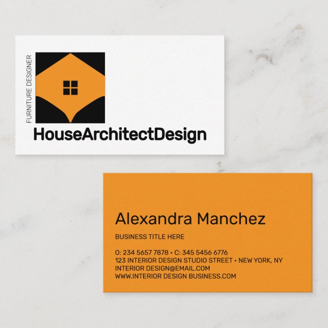 Cartão De Visita Arquiteto de Design de Interiores de Casa Móveis (Frente/Verso)