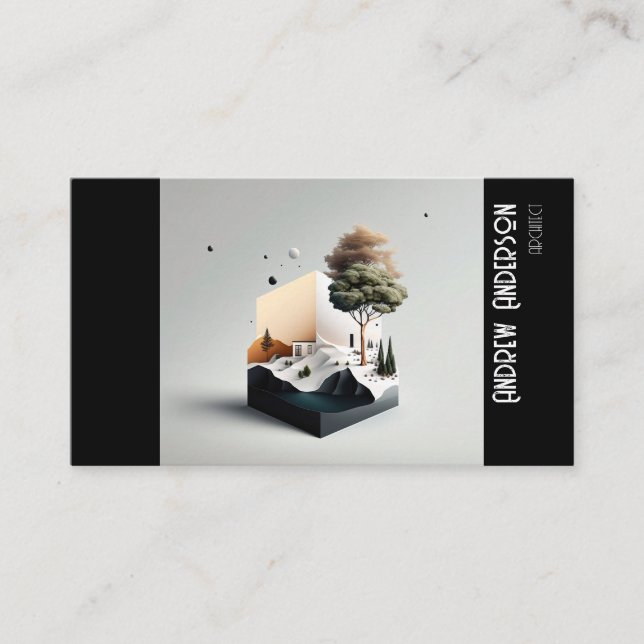Cartão De Visita Arquiteto de fotos preto de cinza simples (Frente)