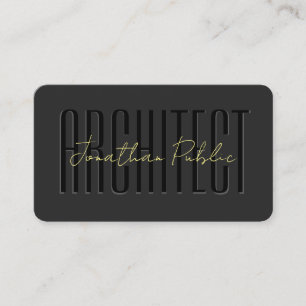 Cartão De Visita Arquiteto Luxo de Script de Texto Dourado para Cal
