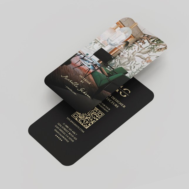 Cartão De Visita Arquiteto Moderno Designer Interior Monograma Pret (Modern Architect Interior Designer Monogram Black Business Card
)