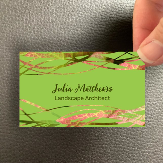 Cartão De Visita Arquiteto original do Design da natureza verde (Easily customize this eye catching business card with your name and profession details, green nature)