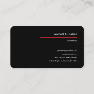 Cartão De Visita Arquiteto Simples e Minimalista Linen Black