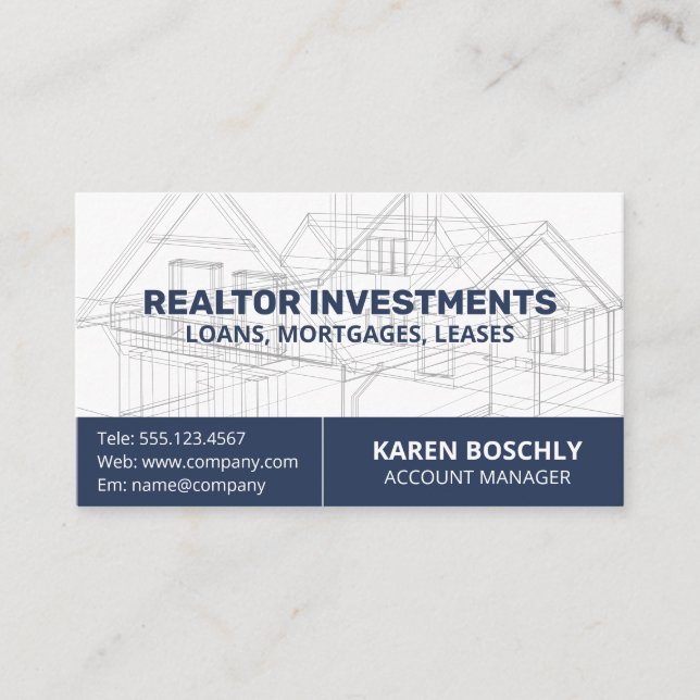 Cartão De Visita Arquitetor Blueprint | Construção (Frente)