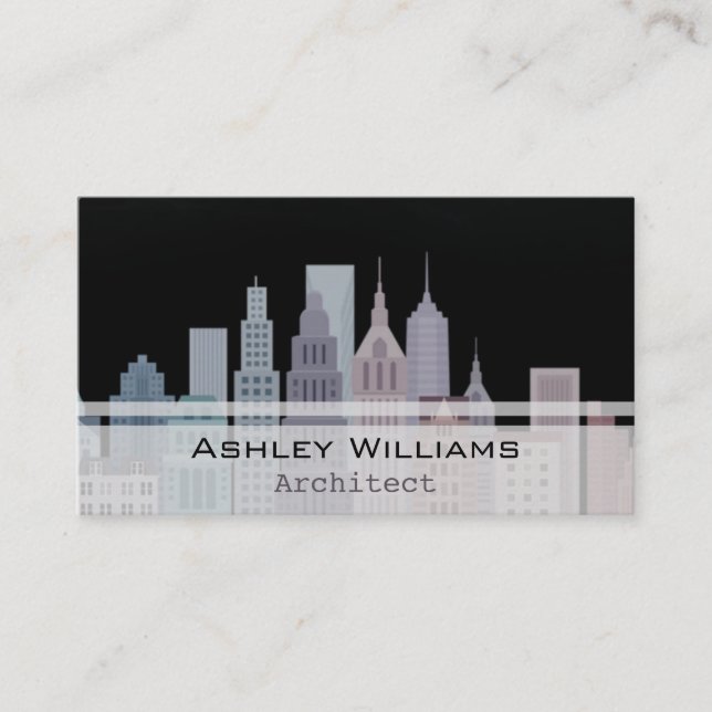 Cartão De Visita Arquitetura dinâmica dos arranha-céus da cidade (Frente)