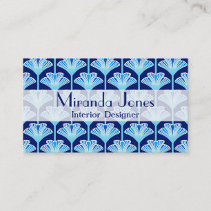 Cartão De Visita Art Deco Lily, Cobalt Azul, Aqua e Branco