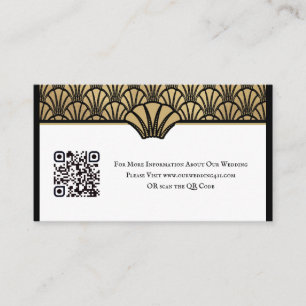 Cartão De Visita Art Deco QR Code Information Black Dourado Weding