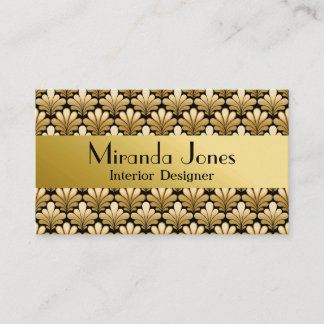 Cartão De Visita Art Deco Shell Standard, Dourado e Preto