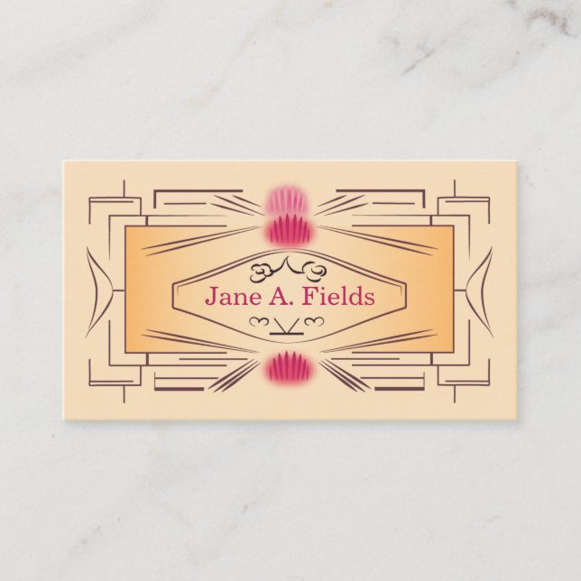 Cartão De Visita Art Deco Ticket Business Card by Elaine Leon (Frente)