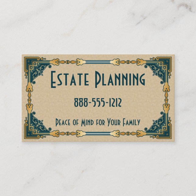 Cartão De Visita Art Deco Verde e Dourado (Frente)