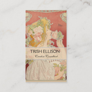Cartão De Visita Art Nouveau Belle Époque Senhorita Rosas Livemont