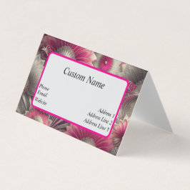 Cartão De Visita Art Nouveau Ventiladores rosa e prateados