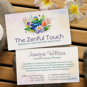Cartão De Visita Arte Aquarela Spa Serenidade Zen