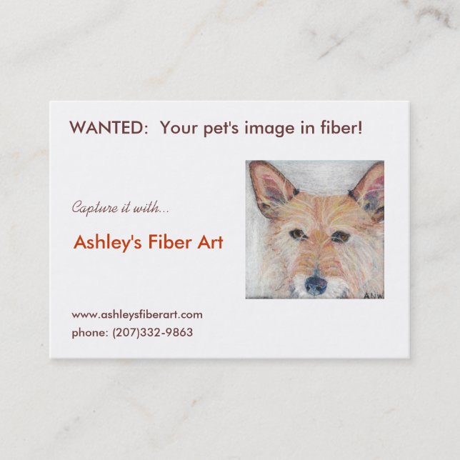 Cartão De Visita Arte da fibra de Ashley (Frente)