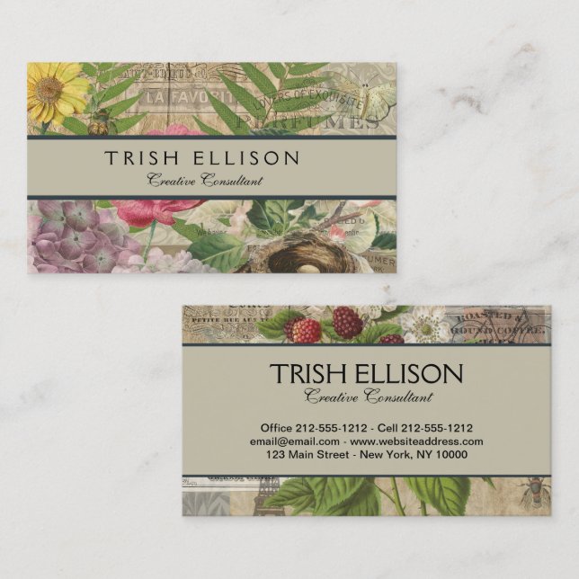 Cartão De Visita Arte da Flor Floral do Ninho Floral (Frente/Verso)