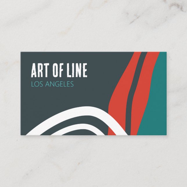 Cartão De Visita Arte da linha de tendência abstrato em vermelho az (Frente)