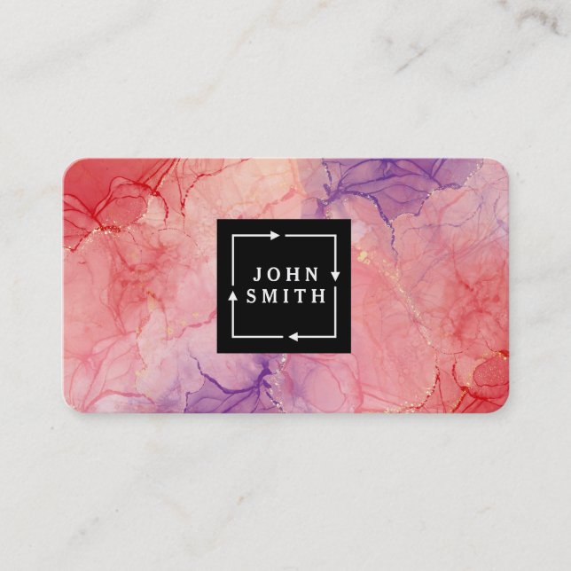 Cartão De Visita Arte de Abstrato Legal de Grafite Azul Moderno (Frente)