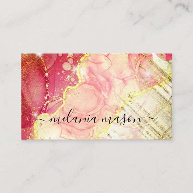 Cartão De Visita Arte de Álcool Cola de Álcool, Dourada, Rosa, Mode (Frente)