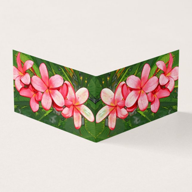 Cartão De Visita Arte de Frangipani Tropical Rosa (Exterior)
