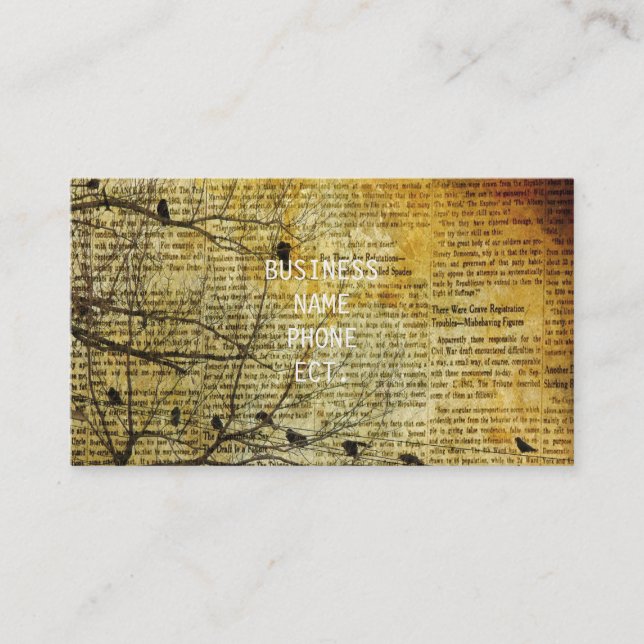 Cartão De Visita Arte de Jornal Antigo (Frente)