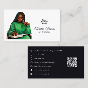 Cartão De Visita Arte de Liderança da Mulher Afro Negra Empoderada
