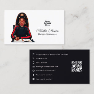 Cartão De Visita Arte de Liderança de Mulher Negra Afro Poderosa